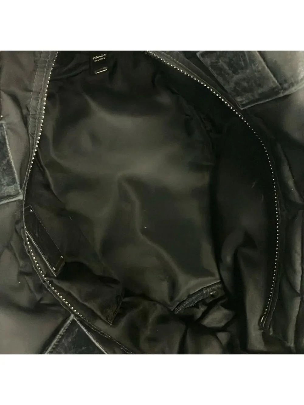 Prada Tote Tessuto Double Navy Black Leather